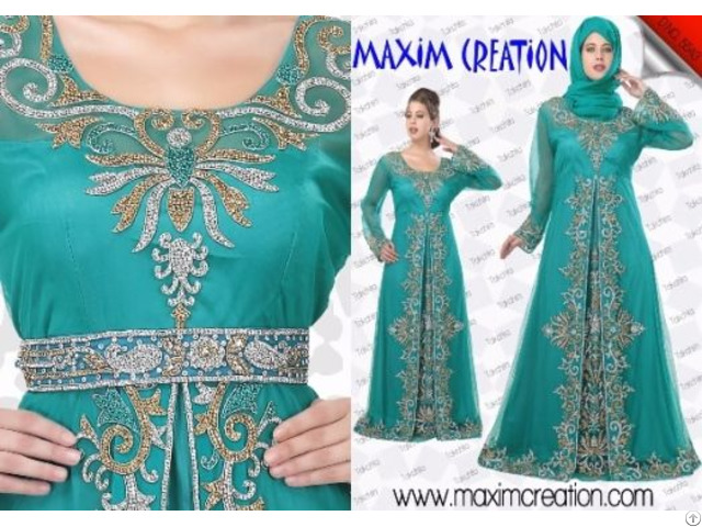 New Fancy Islamic Arabian Party Wear Kaftan Dress