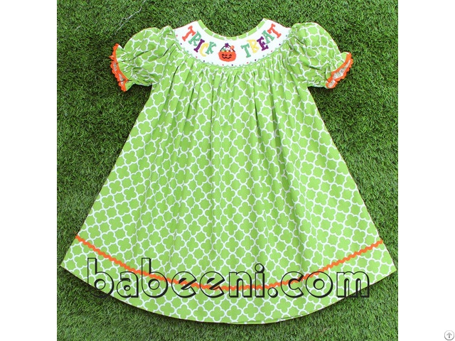 Lovely Pumpkin Smocked Bishop Dress For Girl Bb703