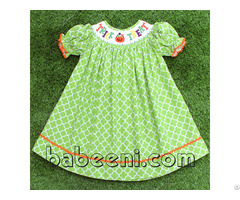 Lovely Pumpkin Smocked Bishop Dress For Girl Bb703