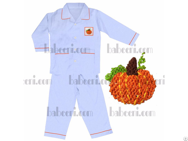 Adorable Pumpkin Hand Smocked Pajamas Bb357