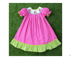 Nice Owl Hand Smocked Bishop Dress Bb353