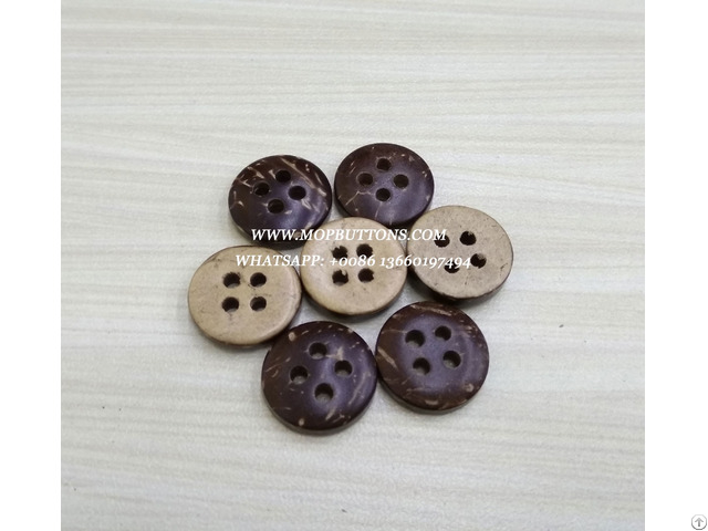 Custom Large 4 Holes Natural Polished Coconut Wood Button Made In China