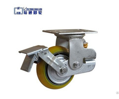 Single Spring Pu Korean Shock Absorbing Caster With Brake