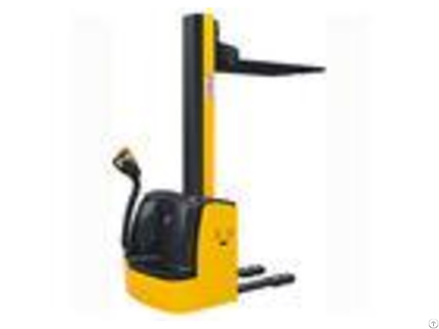 Single Column Walkie Electric Pallet Stacker 1 Ton With Wide View Mast