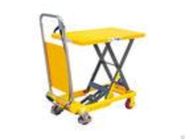 Mini Manual Mechanical Scissor Lift Table 150kg With Safety Wheel Guard