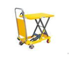 Mini Manual Mechanical Scissor Lift Table 150kg With Safety Wheel Guard