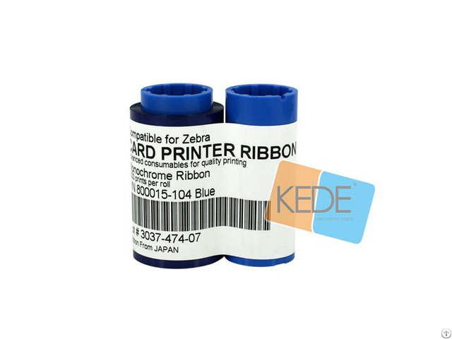 For Zebra 800015 104 Blue Monochrome Compatible Ribbon 1000 Prints Roll