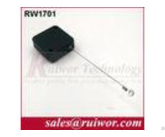 Black Square Retractable Cable Tetheranti Theft Recoiler With Ring Terminal