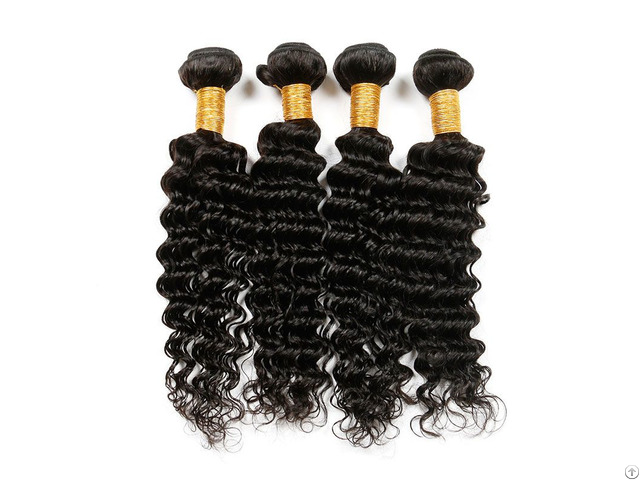 8a Brazilian Deep Wave Human Virgin Hair Weave 3 Bundles With 360 Lace Frontal