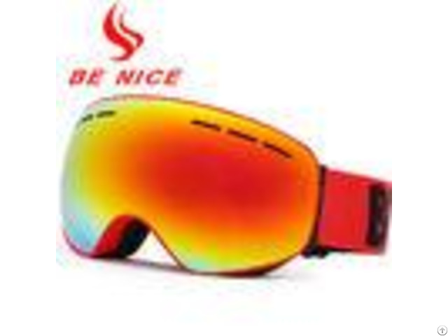 Anti Glare Red Ladies Mirrored Ski Goggles Uv Protection With Tpu Frame