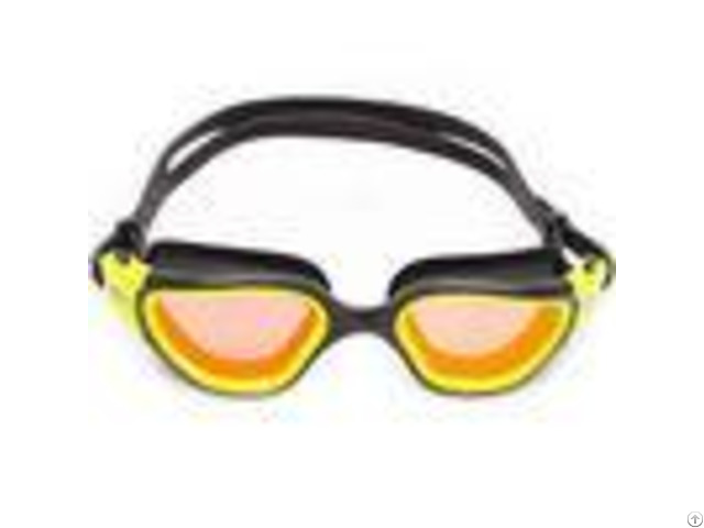 Brown Mirror Gold Lens Silicone Swimming Goggles Comfortable Straps For Men And Women