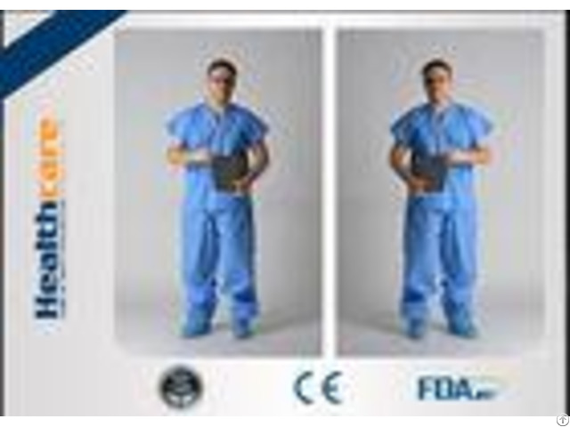 Blue Pp Sms Disposable Protective Gowns Scrub Suit Lightweight S 5xl Size