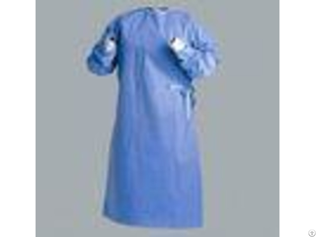 Biodegradable Disposable Surgical Gowns Medical Apparel With 4 Waist Belts Blue Color