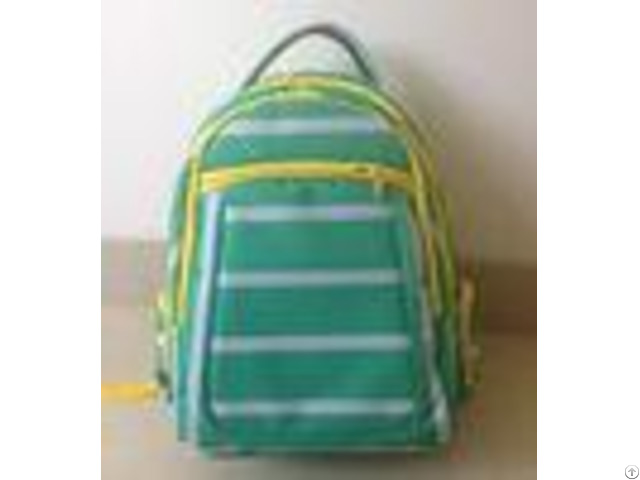 Oem Odm Green White Polyester Striped High School Backpacks With Laptop Pocket