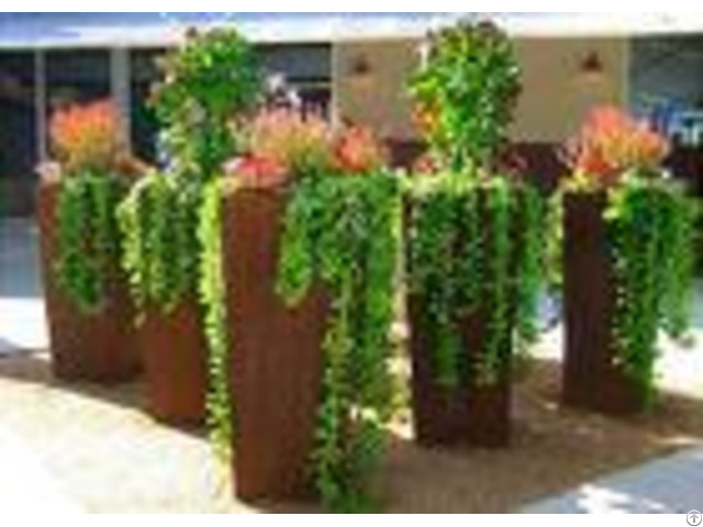 Modern Style Large Corten Steel Planter Boxes For Outdoor Decoration 80cm Height