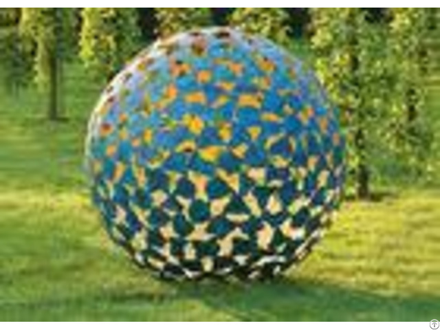 Large Luminous Sphere Painted Metal Sculpture For Garden Decoration 100cm Dia