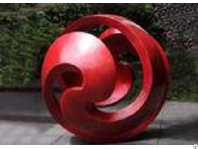 Public Red Stainless Steel Sphere Sculpture Large Metal Art Sculptures