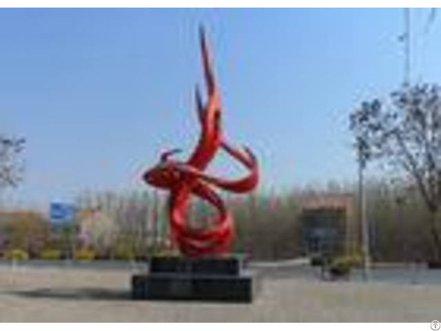 Contemporary Red Painted Metal Sculpture Stainless Steel Dancing Flame Shape