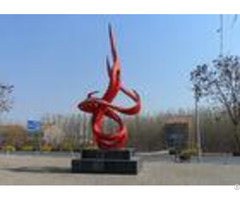 Contemporary Red Painted Metal Sculpture Stainless Steel Dancing Flame Shape