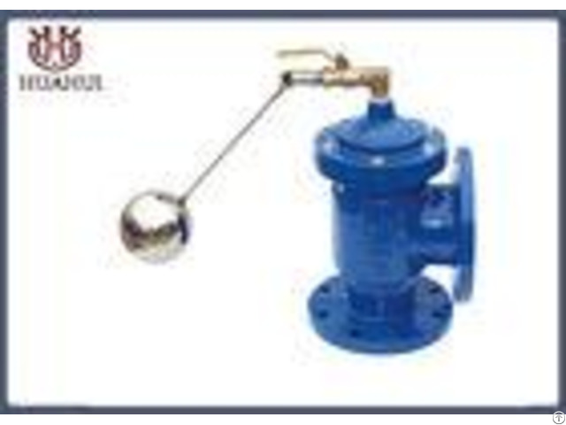 Angle Hydraulic Float Control Valve Double Flange Blue Color Dn200 Pn16