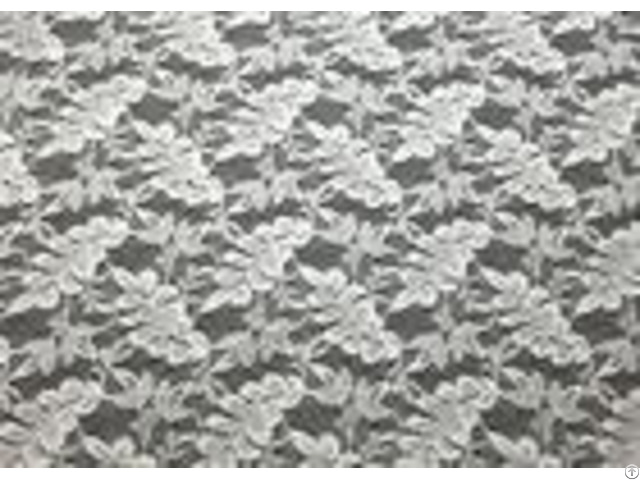 Off White Leaf Shape Nylon Lace Fabric Durable Washable For Garment Apparel