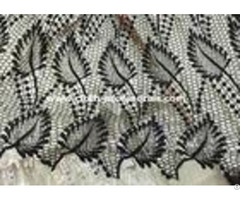 Leaf Shape Black Polyester Water Soluble Lace Fabirc 50 Inch For Textile