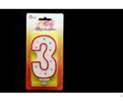 Big Number Candle Handmade Birthday Candles With Red Edge And 3 Colors Dots