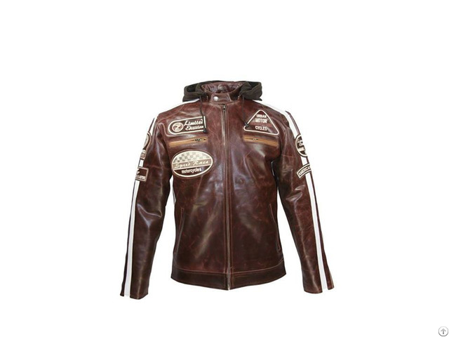 Crunch Split Brown Biker Jacket Usi 8835