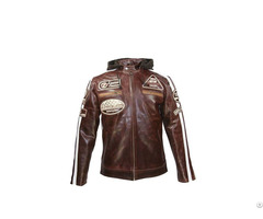 Crunch Split Brown Biker Jacket Usi 8835