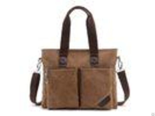 Business Retro Male Laptop Oblique Cross Shoulder Bag With 2 Front Pockets