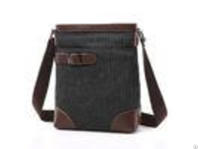 Male Poly Cotton Cross Shoulder Bag Smooth Zipper Oem With Soft Canvas Fabric