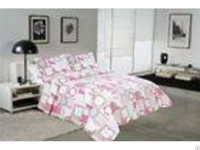 White And Pink Printed Quilt Set 100 Percents Cotton For Household Bedroom