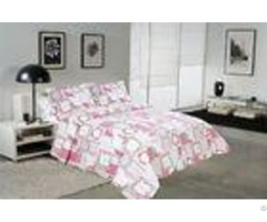 White And Pink Printed Quilt Set 100 Percents Cotton For Household Bedroom