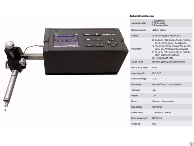 Iso Certified Surface Roughness Waveness Profile Tester Time 3231
