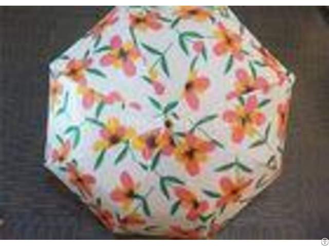 Auto Open 3 Fold Umbrella Travel Use With Flower Patterns Layer And Handle