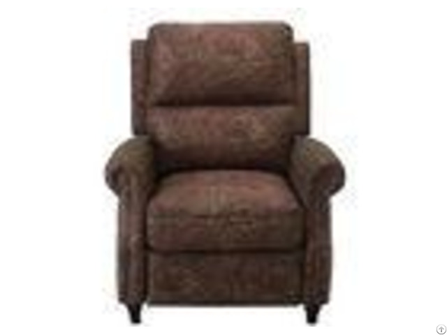 Modern Brown Push Back Recliner Chair Lounge Area With Patterned Fabric