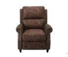 Modern Brown Push Back Recliner Chair Lounge Area With Patterned Fabric