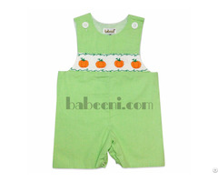 Nice Pumpkin Smocked Shortall For Baby Boys Bb322