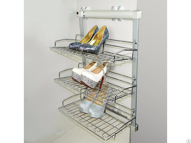 Side Mounted Three Tier Pull Out Shoes Rack
