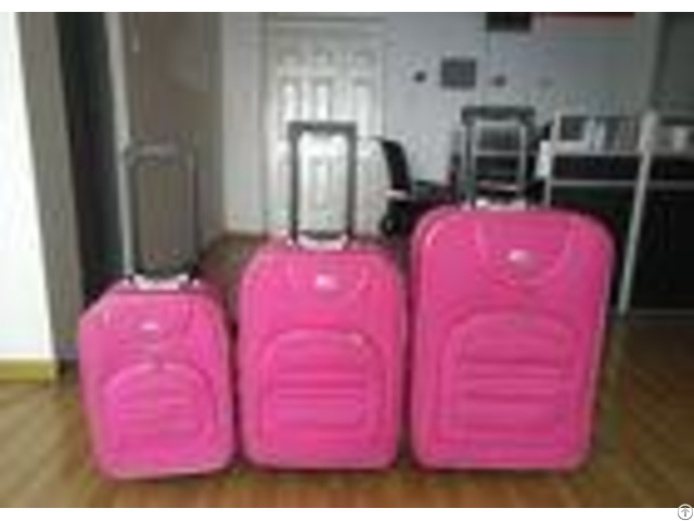 Pink Eva Trolley Luggage 3 Pieces Set With 8 Transparent Wheels Azo Certification