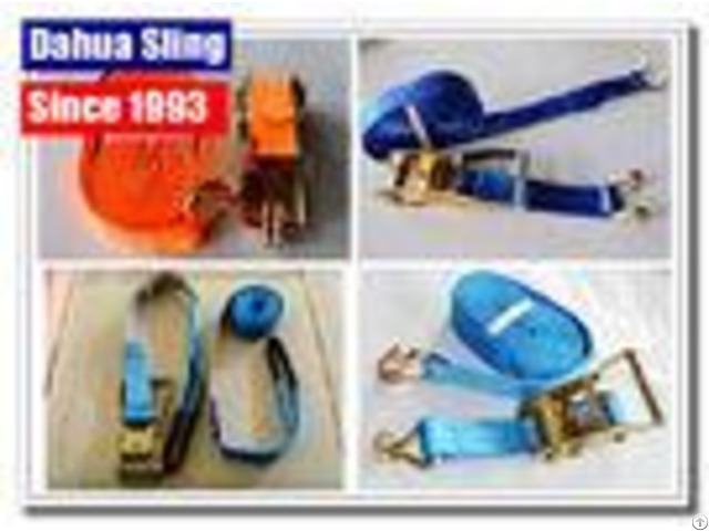 Pe Webbing Ratchet Strap Parts Cargo Lashing Straps With Hooks 50mm