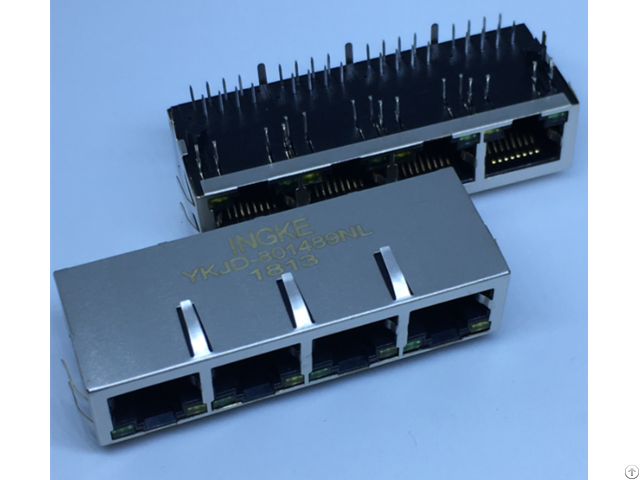 Ingke Ykjd 801489nl 100 Percent Cross J8064d648a 4 Port Through Hole Magnetic Rj45 Modular Connecto