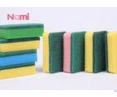 Heavy Duty Scrub Clean Dish Sponge Yellow Green Kitchen Cleaning Pad