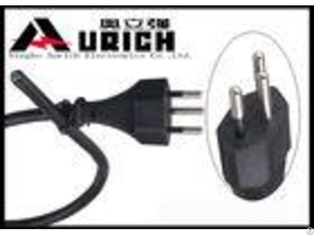 Black Three Prong Switzerland Power Cord For Industrial Equipment 16a 250v