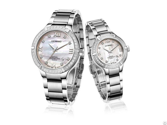 Swarovski Stones Mechanical Couple Watch