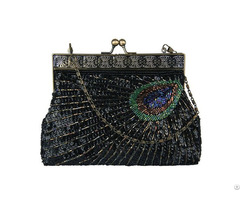 Vintage Clutch Teal Peacock Antique Beaded Sequin Evening Handbag Sunburst Navy And Turquoise Purse