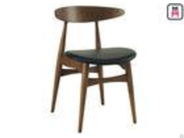 Curved Back Wood Restaurant Chairs Black Leather Seats With Hansen Design