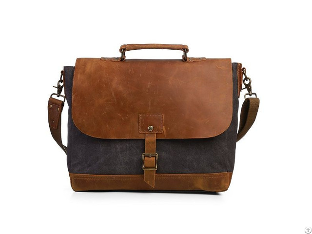 Vintage Canvas Messenger 15 6 Inch Laptop Briefcase College Bag Business Shoulder Strap Handbag