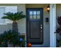 Entrance Teak Solid Wood Doors With Tempered Double Glazed Glass Damp Proof