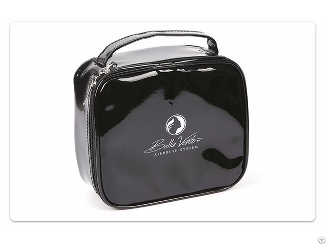 Black Enamel Pu Cosmetic Bag